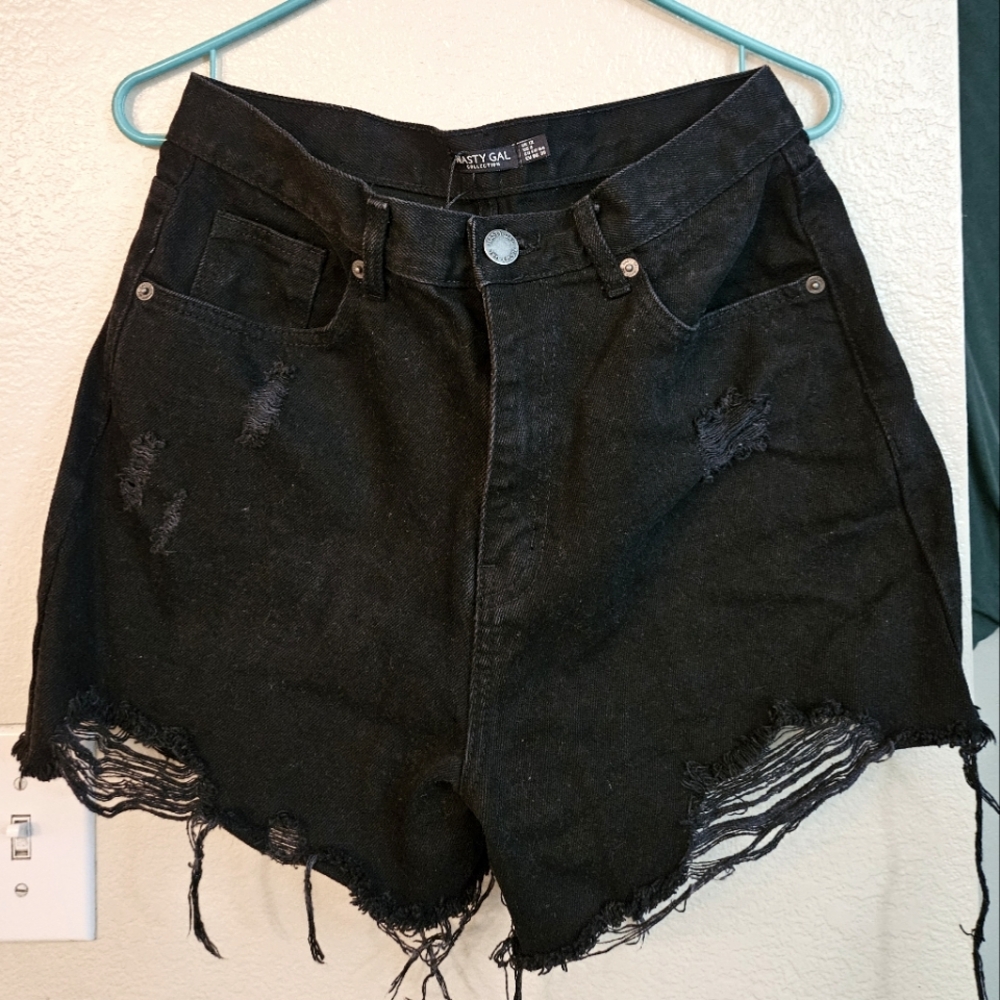 High Waisted Distressed Denim Shorts